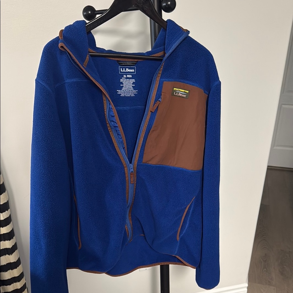 L.L. Bean Blue and Brown Zip Up Sweater